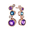 Diamond (0.13 ctw), blue topaz & amethyst (2.17 ctw) bezel set earrings, 14k rose gold