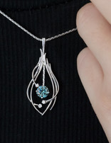 TQ Original Blue diamond & diamond pendant, 14k white gold