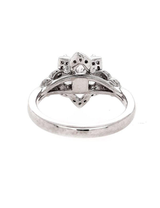 Diamond (0.36 ctw, cz ctr) flower style setting, 14k white gold