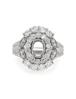 Diamond (1.20 ctw) fancy oval halo engagement setting, 14k white gold