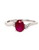 Oval Ruby Accented Diamond Ring, 14k white gold