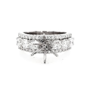 Diamond (1.55ctw) 3 row bridal setting,14k white gold