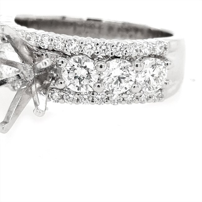 Diamond (1.55ctw) 3 row bridal setting,14k white gold 6.1 gr