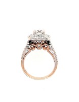 Diamond (0.90ctr/2.15ctw) square halo round center ring, 18k white gold