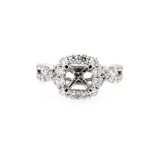 Diamond (0.70ctw) halo with braided band setting, 14k white gold