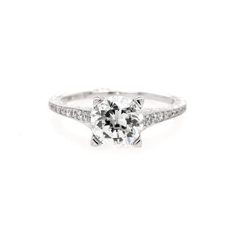 Diamond (0.33 ctw) setting CZ ctr 18k white gold 3.2 gr
