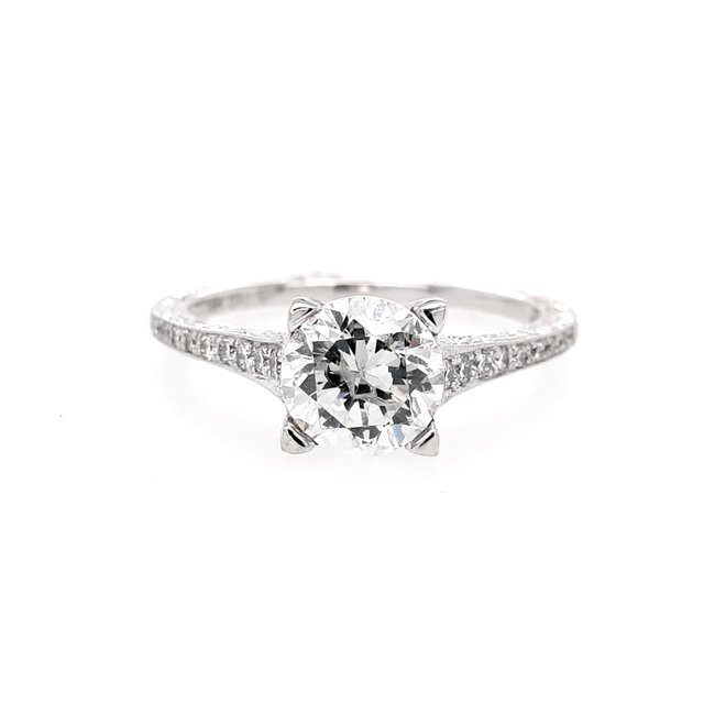 Diamond (0.33 ctw) setting CZ ctr 18k white gold 3.2 gr