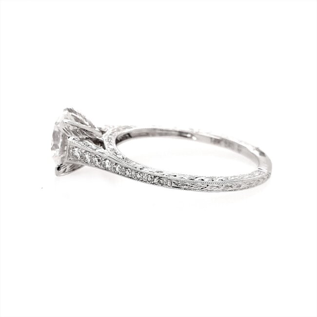 Diamond (0.33 ctw) setting CZ ctr 18k white gold 3.2 gr