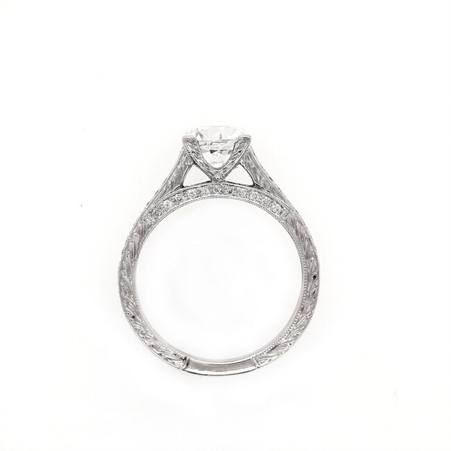 Diamond (0.33 ctw) setting CZ ctr 18k white gold 3.2 gr