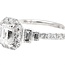 Diamond (0.31ctr, 0.79 ctw) emerald cut step-down ring, 14k white gold