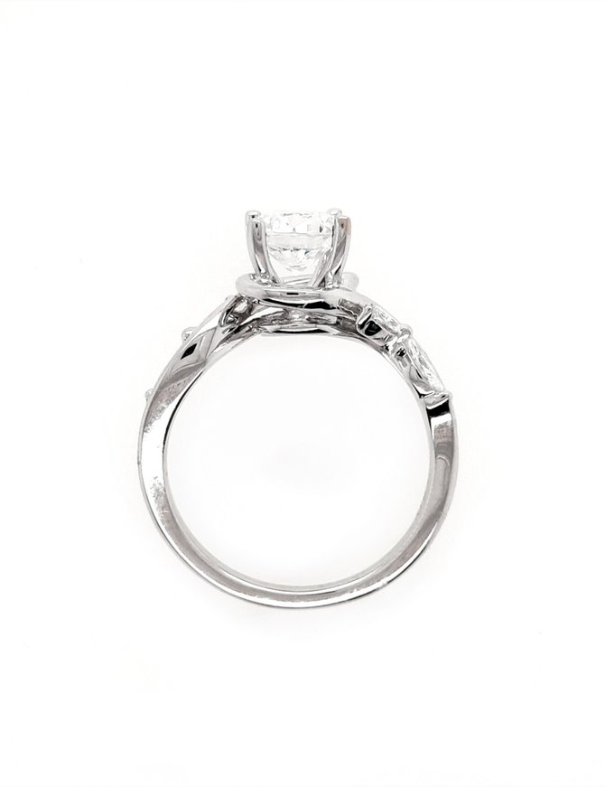 Diamond (0.33 ctw) bezel set with marquise accents setting, 14k white gold
