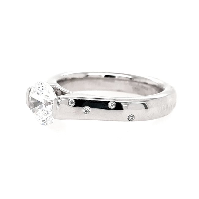 Diamond (0.04ctw, cz ctr) scattered diamond setting, 14k white gold 6.3 gr