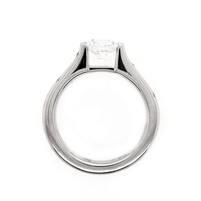 Diamond (0.04ctw, cz ctr) scattered diamond setting, 14k white gold 6.3 gr