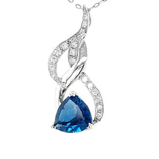 TQ Original London Blue Topaz & Diamond Mistletoe pendant 14k white gold