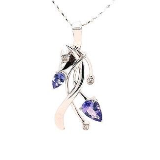 TQ Original tanzanite & diamond "Embrace" pendant, 14k white gold