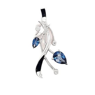 TQ Original london blue topaz & diamond "Embrace" pendant, sterling silver