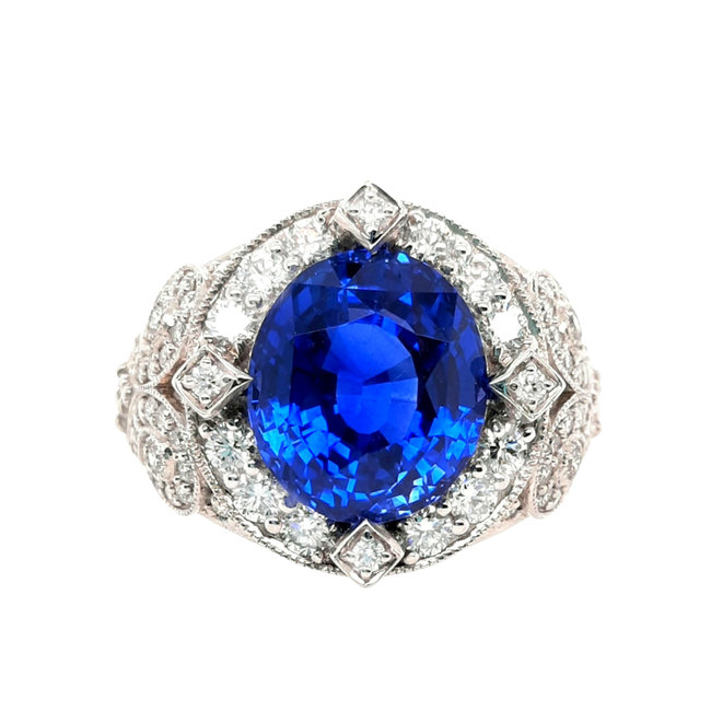 Ceylon Sapphire and diamond Ring (7.31 ctw)