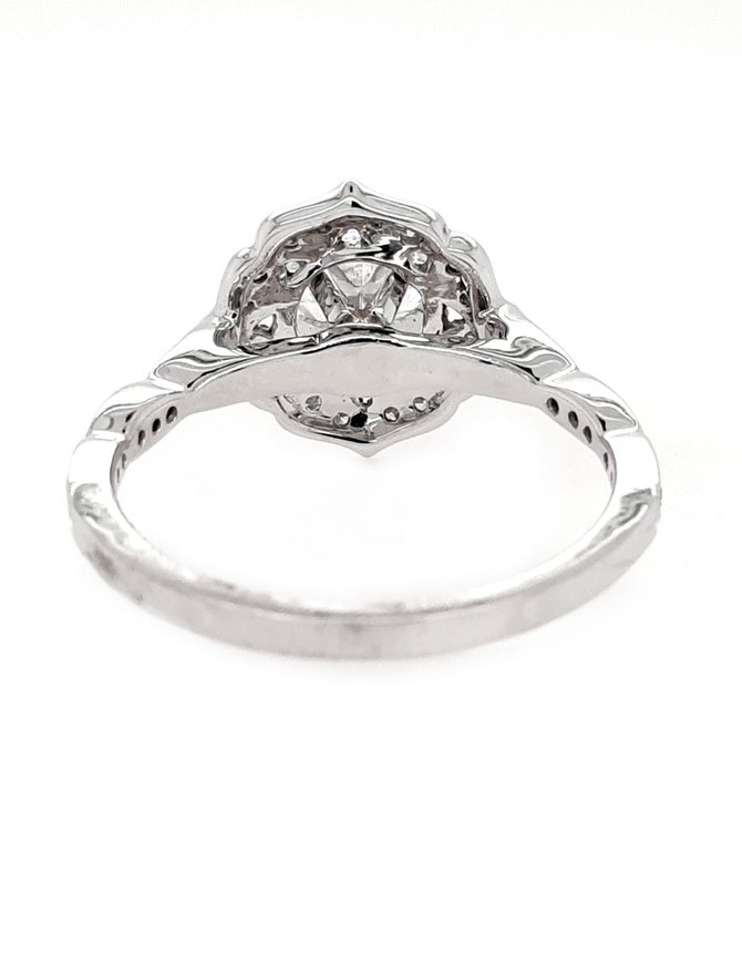 Diamond (0.19 ctw) vintage halo bridal setting with band, 14k white gold