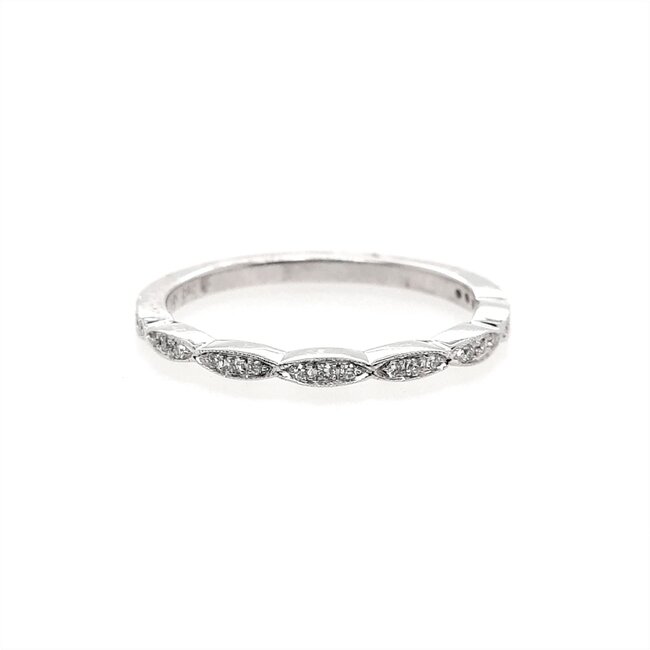 Diamond (0.19 ctw) vintage halo bridal setting with band, 14k white gold