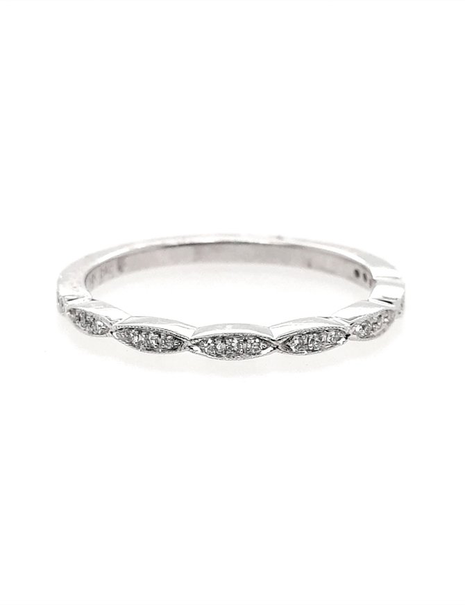 Diamond (0.19 ctw) vintage halo bridal setting with band, 14k white gold