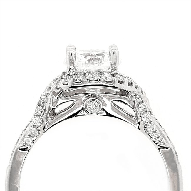 Diamond (0.37 ctw) twist setting CZ ctr 14k white gold 4.1 gr