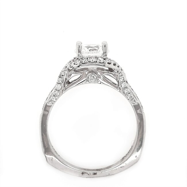 Diamond (0.37 ctw) twist setting CZ ctr 14k white gold 4.1 gr
