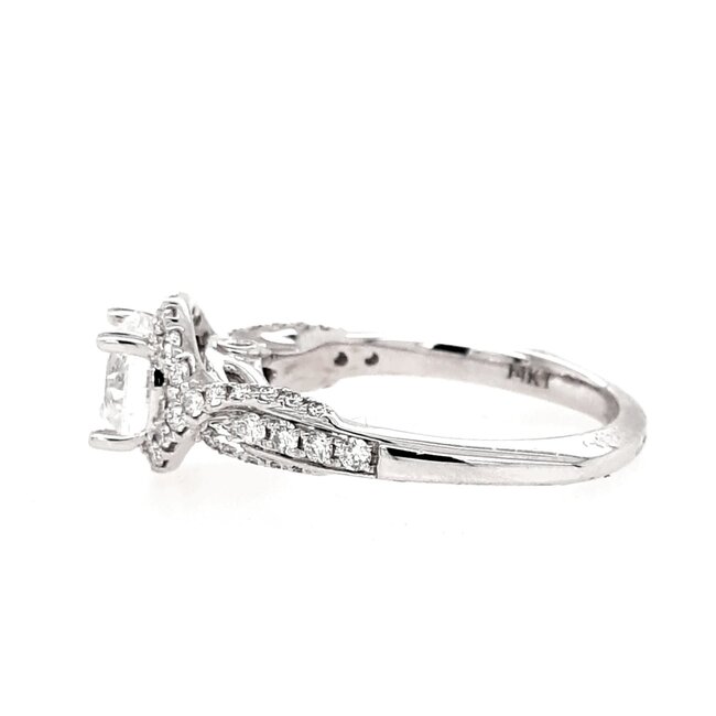 Diamond (0.37 ctw) twist setting CZ ctr 14k white gold 4.1 gr