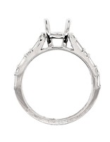 Round(0.54 ctw) & baguette (.10ctw) style setting, 14k white gold