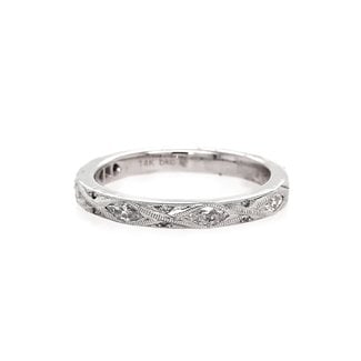 Diamond (0.37 ctw) antique look band, 14k white gold 3.1 gr