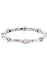 Diamond mil grain rope stackable band, 14k white gold