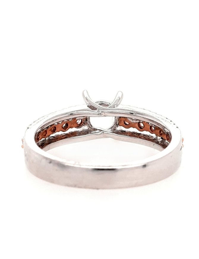 3-row diamond (0.42 ctw) setting, 14k white and rose gold, center stone sold separately