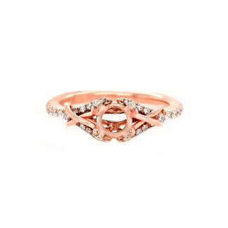 Diamond twist engagement ring setting, 14k rose gold