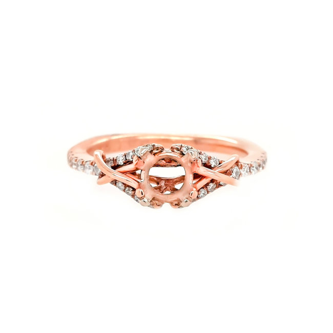 Diamond twist engagement ring setting, 14k rose gold