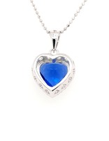 Blue Obsidian & CZ platinum plated sterling silver necklace