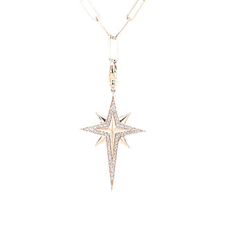Diamond Northern Star Paper Clip Necklace