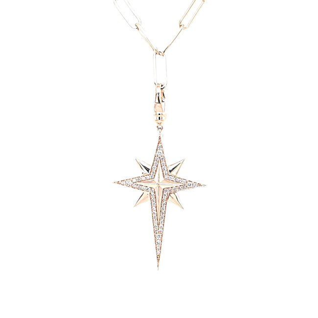 Diamond (0.34ctw) star pendant14k yellow gold chain not included