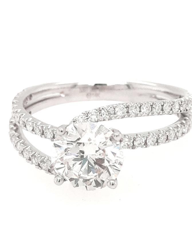 Diamond (1.96 ctw / 1.51ctr) bridal ring 14k white gold