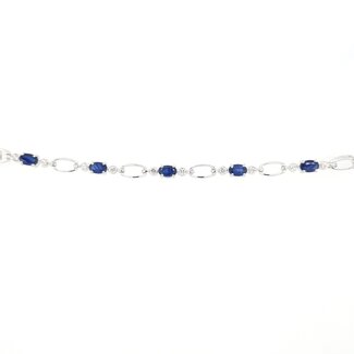 Sapphire (3.39ctw) & diamond (0.50 ctw) bracelet 14k white gold 7.9 gr