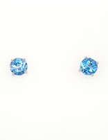Blue topaz (1.95 ctw) stud earrings 14k white gold 1.1 gr