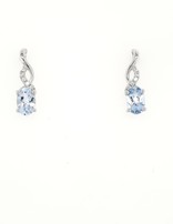 Aquamarine (0.66ctw) & diamond (0.03 ctw) swirl stud earrings 14k white gold 1.0 gr