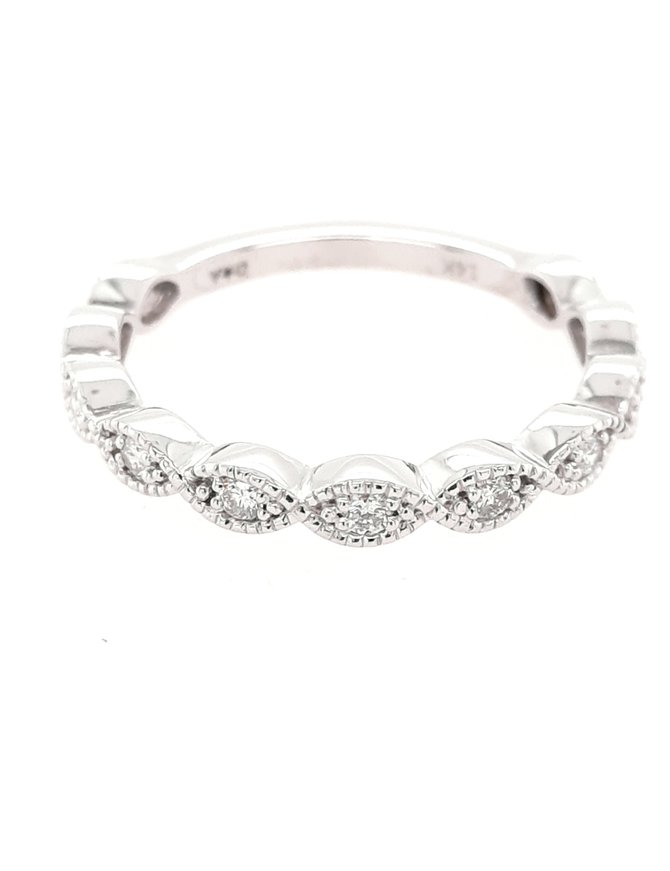 Diamond (0.25 ctw) stackable band 14k white gold 2.0 gr