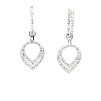 Diamond (0.62 ctw) convertible dangle earrings 14k white gold 2.2 gr