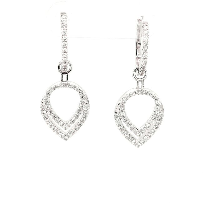 Diamond (0.62 ctw) convertible dangle earrings 14k white gold 2.2 gr