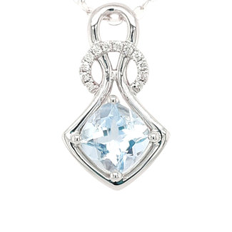 Aquamarine (0.84ct) & diamond (0.07ctw) pendant