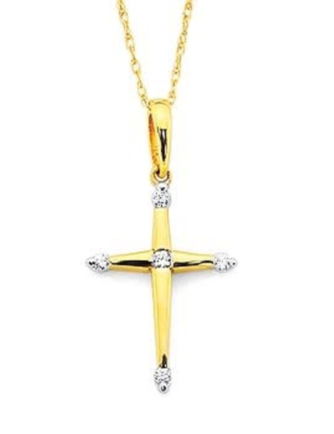 Diamond (0.06 ctw) cross pendant, 14kt  yellow gold