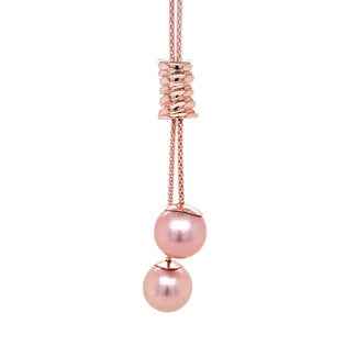 Freshwater pearl lariat , rose gold over sterling silver