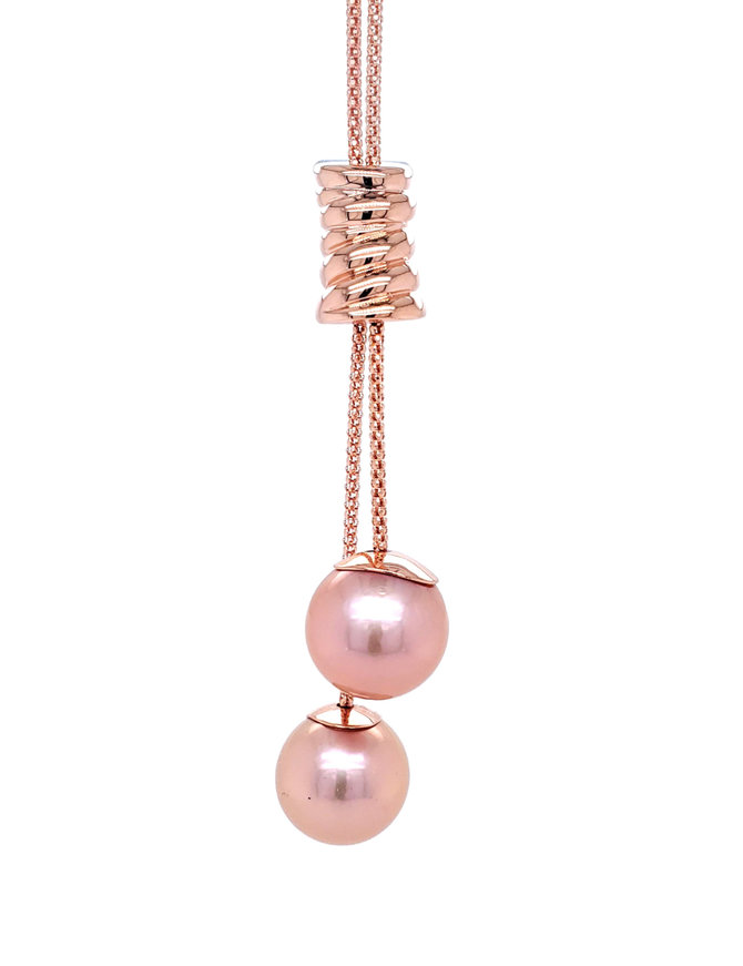 Freshwater pearl (13mm) lariat , rose gold oversterling silver