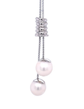 Freshwater pearl adjustable lariat necklace, sterling silver