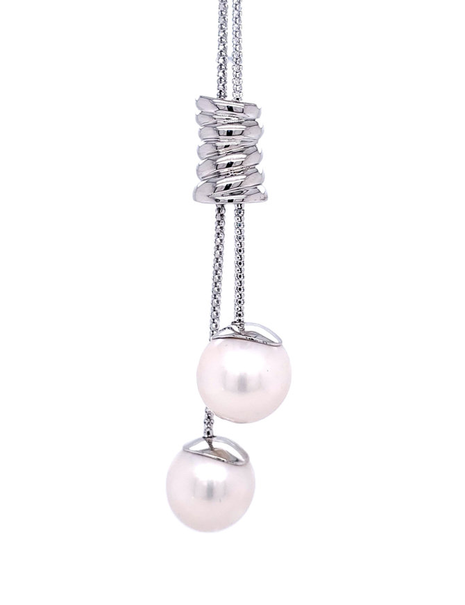Freshwater pearl (13mm) adjustable lariat necklace, sterling silver