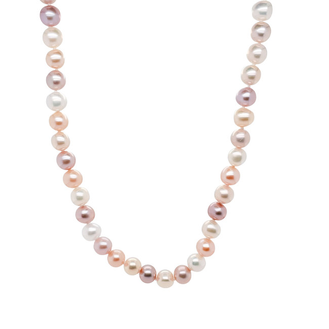 16" Multi color cultured pearl (6.5-7mm) strand 14k white gold